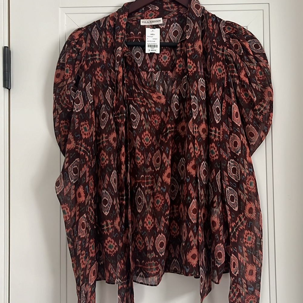 NWT $425 Ulla Johnson 100% Silk Ada Garnet Blouse Shirt - Picture 7 of 10